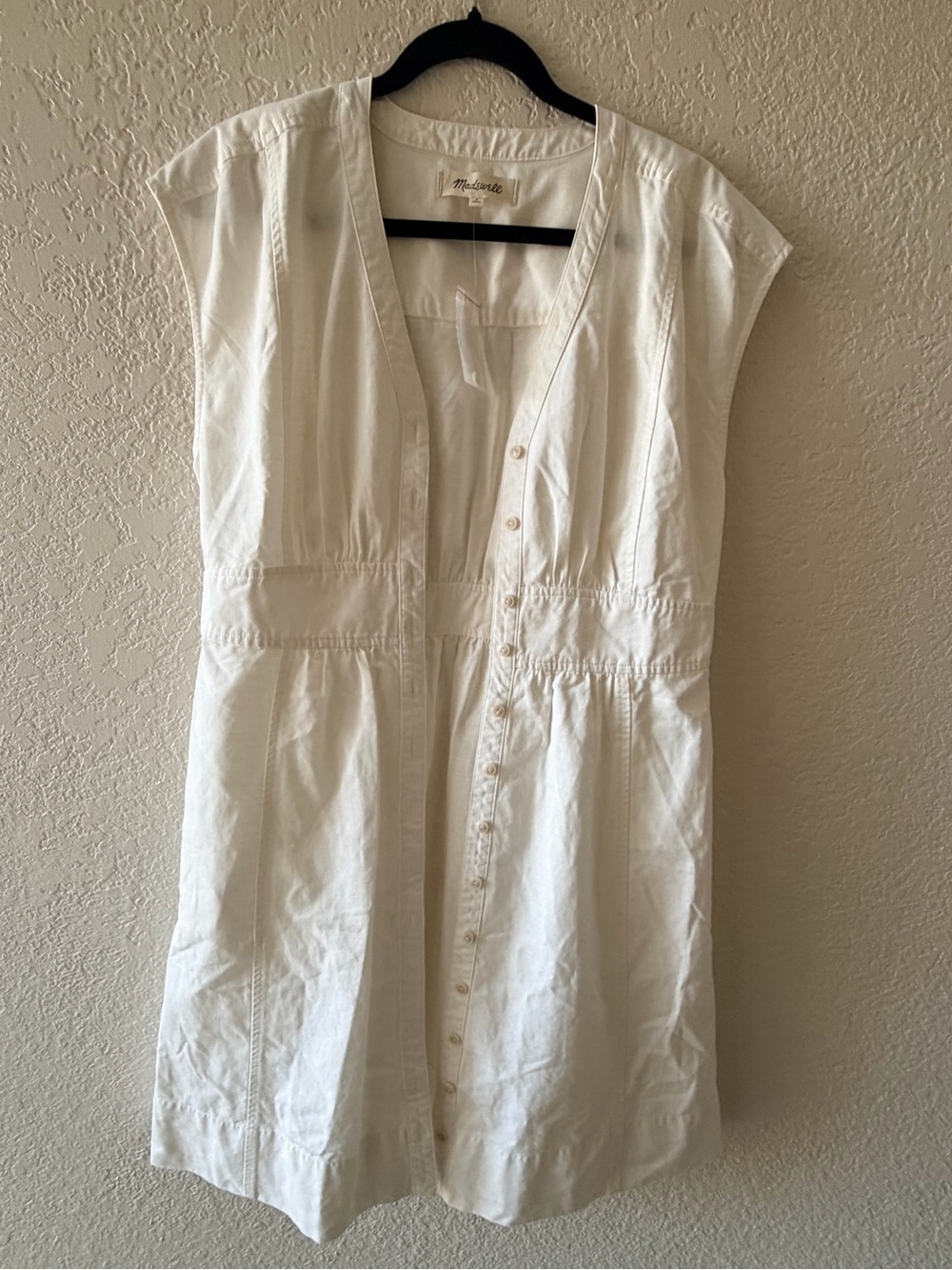 Madewell White Button-Front Cotton Dress Sz 8